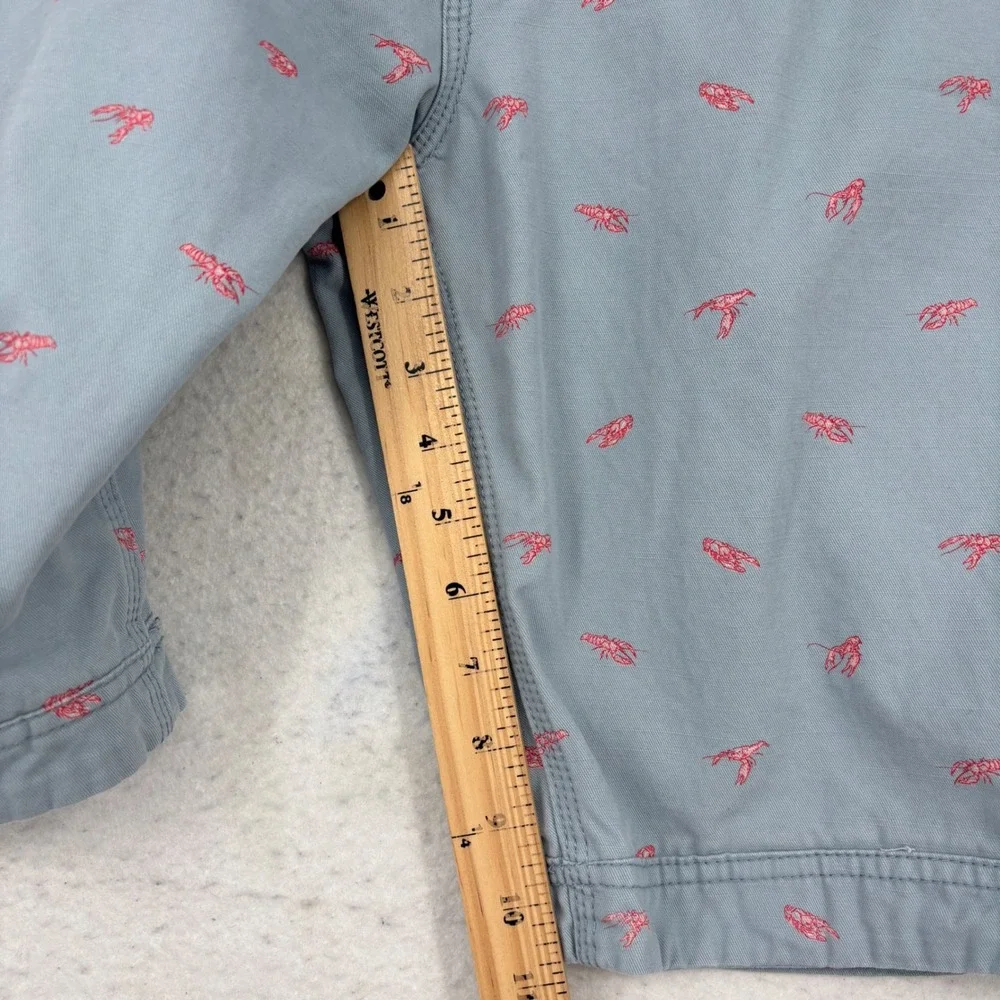 FatFace Lobster Print Chino Shorts Mens 36 Light Blue Novelty Cotton Twill